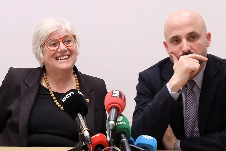 Clara Ponsatí i Jordi Graupera, en la roda de premsa de presentació d'Alhora