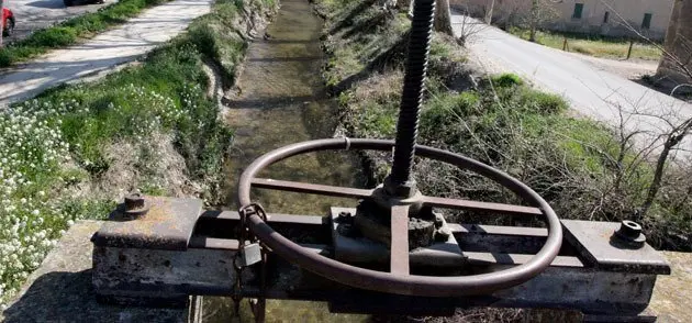 Imatge de la tercera sèquia dels canals d'Urgell al seu pas per Mollerussa.