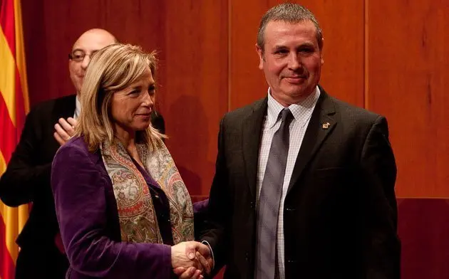 La vicepresidenta Joana Ortega i l'alcalde Joan Ramon Sangrà.