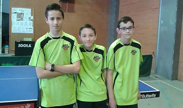 Els tennistes Marc Molina, Ivan Fernández i Cristian Fernández.