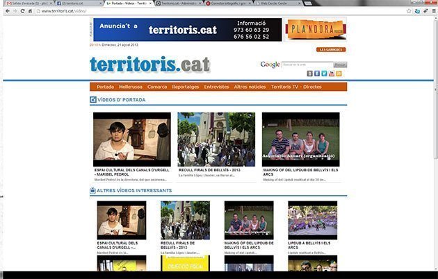 La secció dels vídeos i entrevistes audiovisuals del diari territoris.cat.