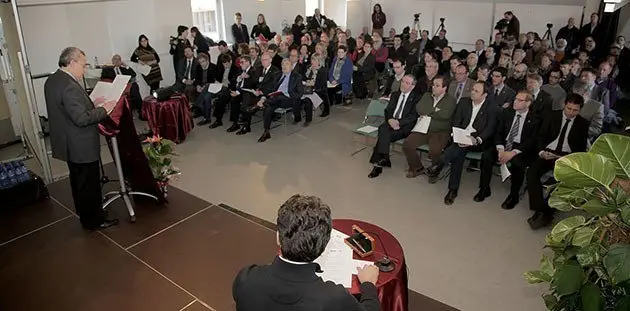 L'alcalde de Les Borges Enric Mir en el seu parlament en l'acte.