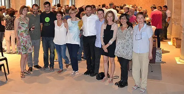 Xavier Ayala amb els responsables dels cellers de la Vall del Riu Corb, i de GUSTUM.