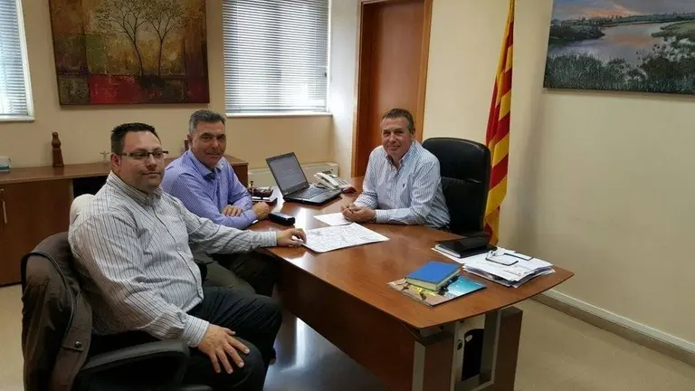 Reunió de l'alcalde Joan Ramon Sangrà amb directius de Telefonica
