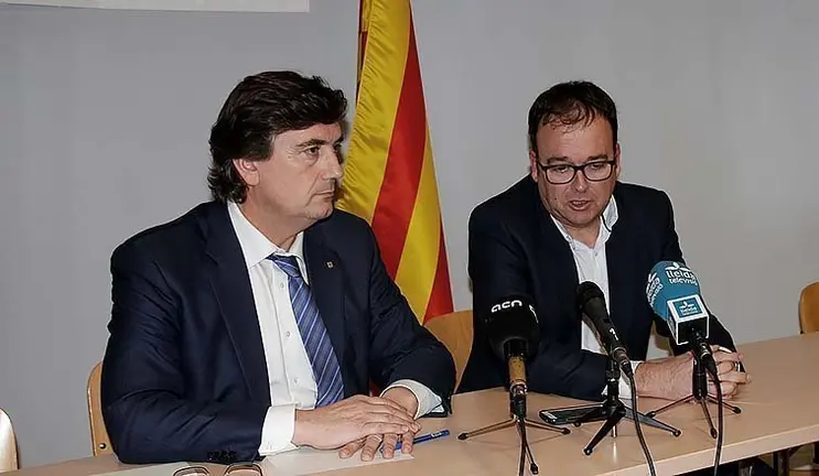 Miquel Àngel Cullerès i Joan Gilart en la delegacció d'Ensenyament