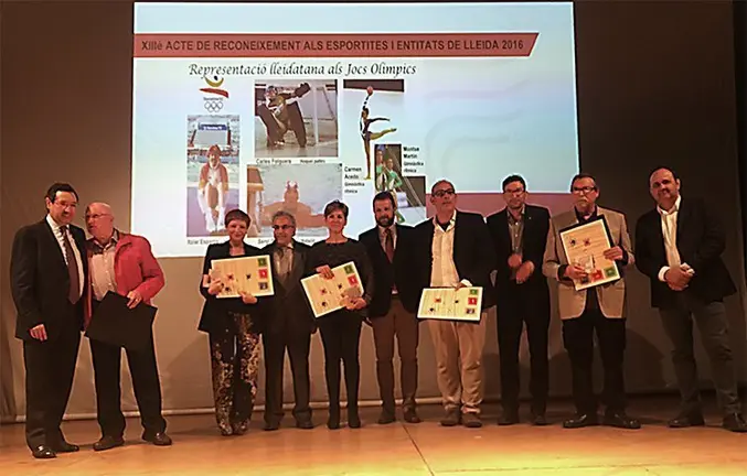 Esportistes i entitats guardonats en l'acte a les Borges Blanques 1