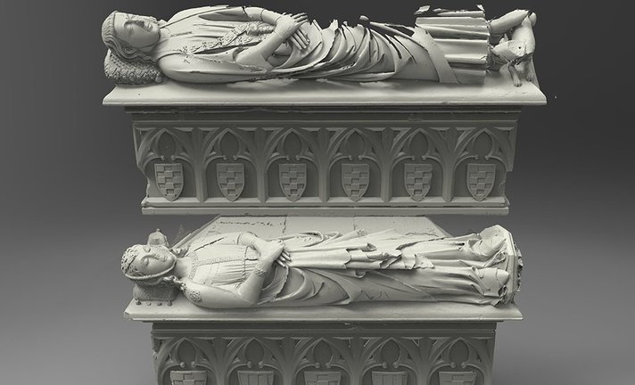Imatge de la reproducció digital de la tomba doble dels Comtes d'Urgell.