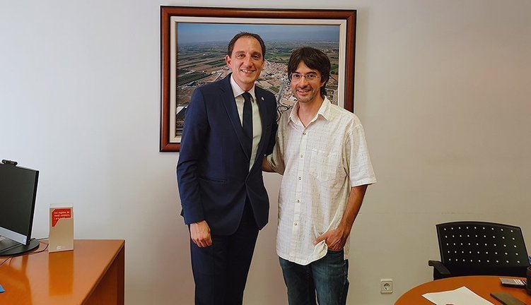 El Subdelegat, José Crespín amb l'alcalde Palau d'Anglesola, Francesc Balcells