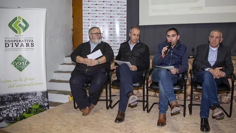 Acte inaugural de les Jornades Tècniques de Preixana, Andreu Bosch, Xavier Roure, Jaume Pané, i Josep Coll.