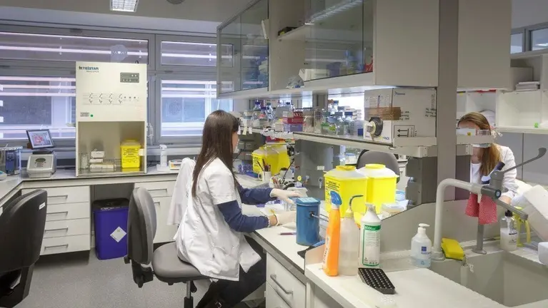 Investigadores de l'IRBLleida en un dels laboratoris del centre de recerca ©Imatge d'arxiu