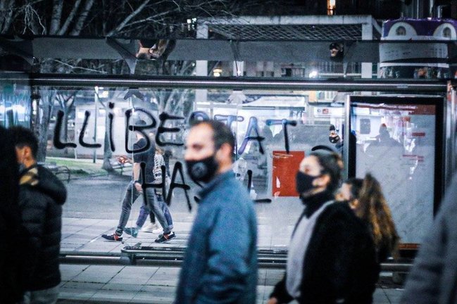 Segona nit de protestes contra l'empresonament de Pablo Hasél a Lleida - Eduard Subirats
