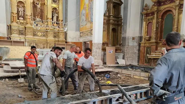 Treballs en l'església del Palau d'Anglesola ©Territoriscat