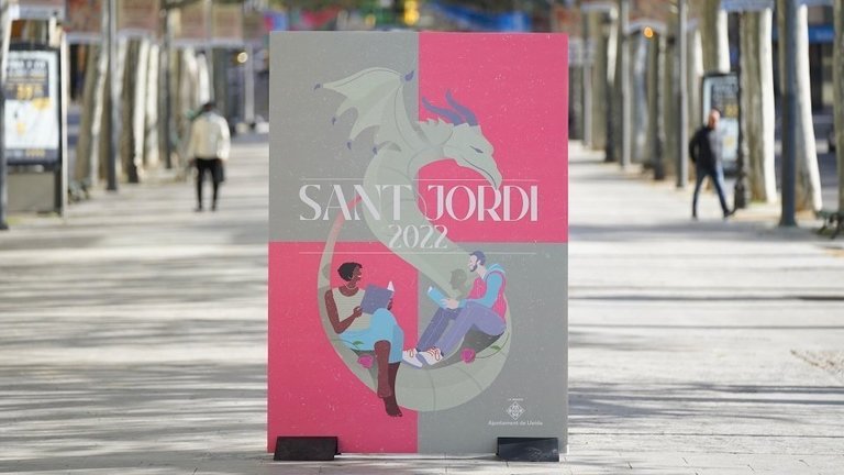 El cartell de Sant Jordi 2022 de Lleida. Fotografia: Mario Gascón.