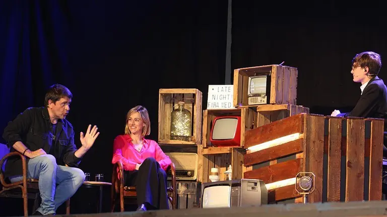 Guillem Boleda en el late night amb Espartac Peran i l'Ana Boadas ©Territoriscat