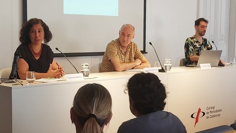 Eugeni Rodríguez, president de l'OCH, en roda de premsa aquest dilluns al Col·legi de Periodistes de Catalunya