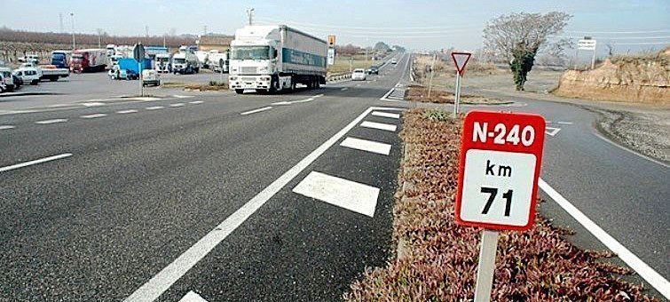 Imatge de la carretera N-240 en el terme de les Borges Blanques