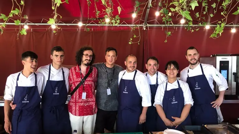 Albert Barqué, Marc Marzenit, i Joel Castanyé amb l'equip, a Sónar