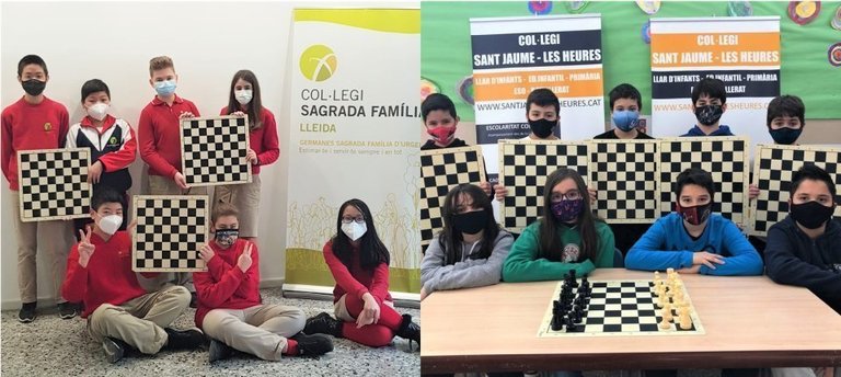 Els alumnes de les dues escoles de Lleida que han participat al Torneig Mundial d’Escacs Escolar de l’Expo Dubai 2020 (Agència Ítaca)