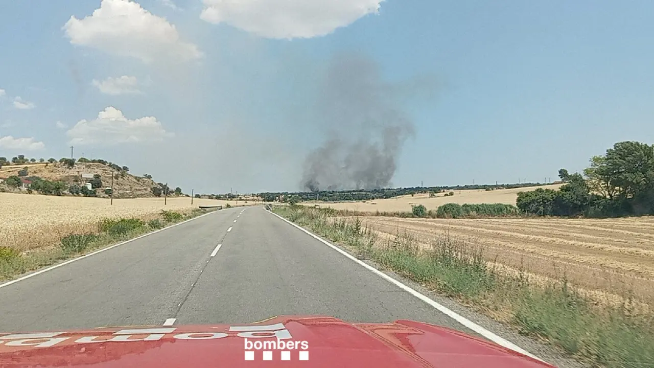 Imatge de l'incendi de l'Albi, a les Garrigues. Foto: Bombers