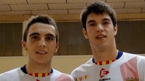 Joan Ramon Serret , a l&#39;esquerra i David Ballestero, jugadors del Lleida.Net.                                           