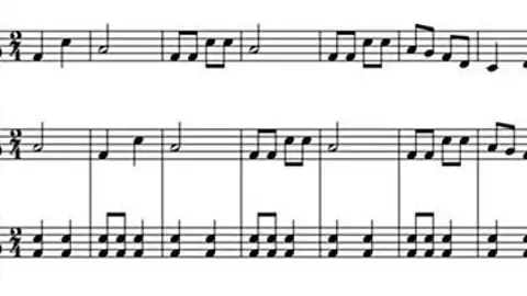 Partitura de Carles Bernús per impartir els tallers del Mètode Orff.