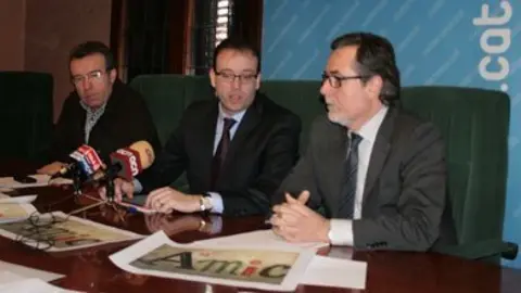 Marc Solsona, Jordi Pérez i Esteve Aymerich en la presentació de l'entitat.