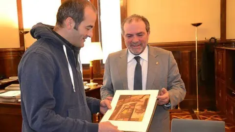 El president Joan Reñé amb el cuiner Albert Marimon.