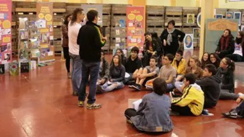 Les escolars que visitaven el Saló en el darrer dia