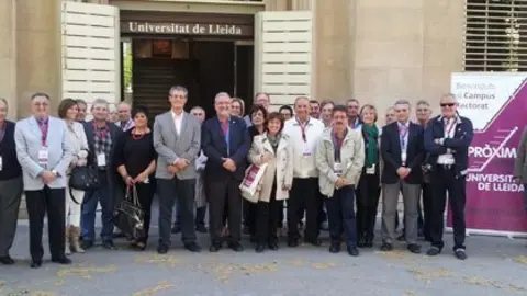 La comissió del Pla d'Urgell en la seva visita al rectorat de la UdL.