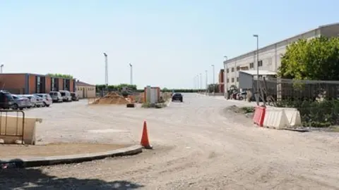 Imatge de les obres de la primera fase del col·lector del Palau d'Anglesola.