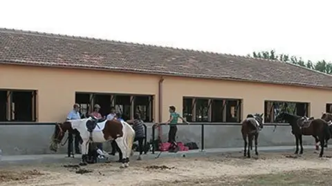 Els aspirants preparant les proves de maneig dels cavalls.