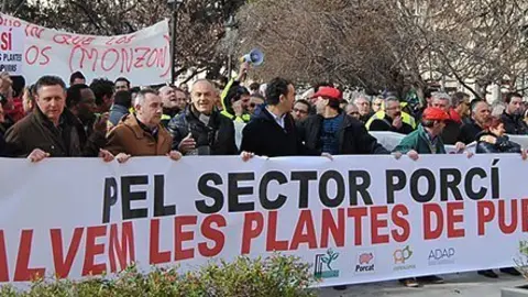 Concentració de ramaders i representants de les plantes, davant de la subdelegació.