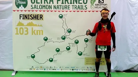 Josep Antoni Ajates en el moment de finalitzar la Ultra Pirineu.
