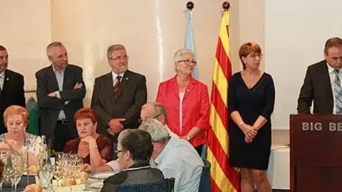 L'alcalde Jordi Calvís en el moment del parlament en l'homenatge a la gent gran de Golmés.