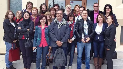 El regidor Josep Lavin amb els tècnics que van viatjar a Bulgària.