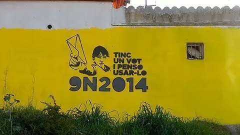 Pintada a l'entrada de Sidamon pel procés de participació ciutadana 1