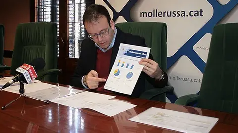 L&#39;alcalde Marc Solsona presenta les xifres del pressupost de Mollerussa pel 2015.
