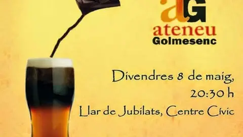 Cartell del Maridatge de cervesa i xocolata a Golmés.