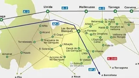 Mapa de la DOP Les Garrigues