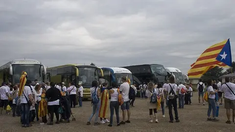 Sortida dels autocars cap a la Meridiana de Barcelona