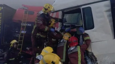 L'accident a l'AP-2 a Castelldans 14-01-2015T