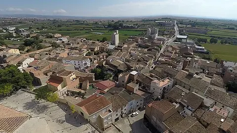 Vista aèria de la població de Belllpuig