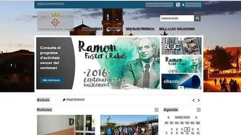Imatge de la poprtada del Web de l'Ajuntament de Bell-lloc