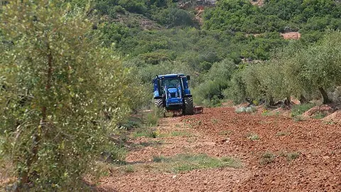 Treballs del tractor New Holland a la finca Aranyó a les Garrigues