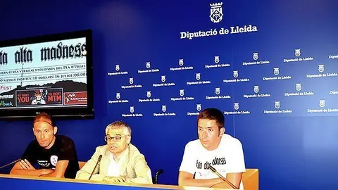 Jordi Latorre,Jordi Balagué i Lluís Rosselló, presenten la cursa Fita Alta Madness de Sidamon