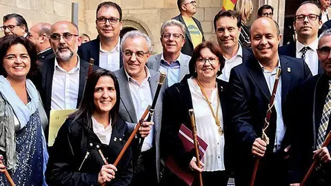 Alcaldes de la demarcació de Lleida a l'acte de suport al Referèndum de l'1 d'actubre