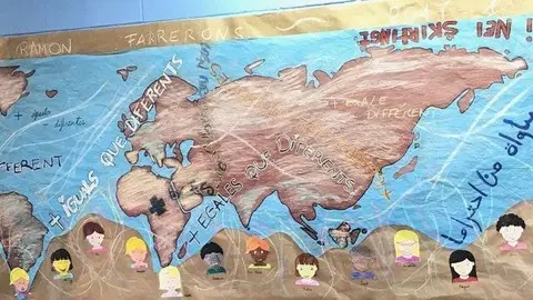 Mural realitzat pels alumnes de l'escola Ramon Farrerons de Bell-lloc
