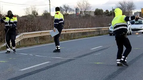 Els Mossos d'Esquadra en una actuació en la xarxa viaria de Lleida