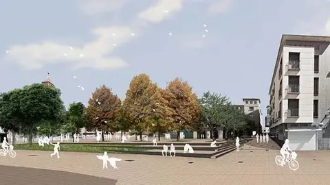 Imatge virtual de la plaça de l'Ajuntament de Mollerussa