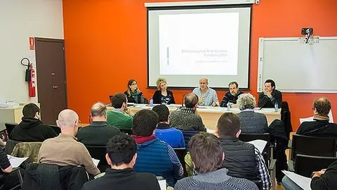 El paer en cap de Cervera Ramon Royes i el regidor Jaume Rossig en la jornada de treball